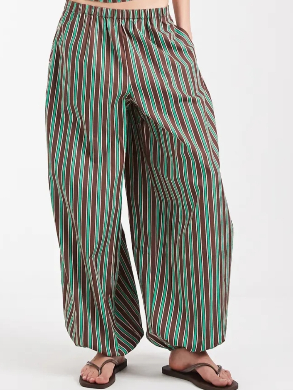 Balloon Pant (Green/Chocolate Stripe)